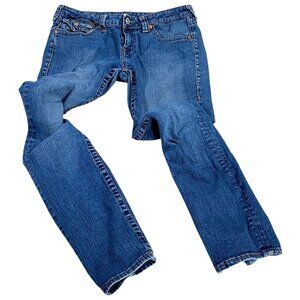 True Religion Jeans Womens Blue Julie Straight Horseshoe Buddha Y2K Cowgirl